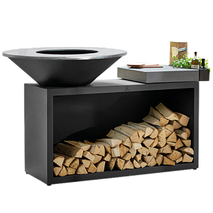 Дровяной гриль-очаг OFYR остров 100-100 черный с керамикой для приготовления пищи Дровяной гриль-очаг OFYR остров 100-100 черный с керамикой для сада