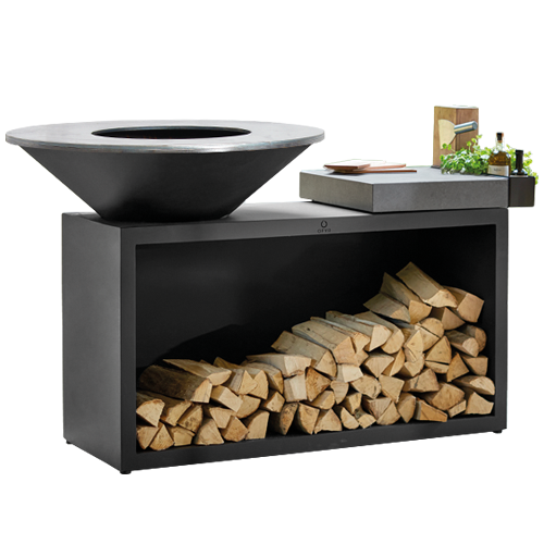 Дровяной гриль-очаг OFYR остров 100-100 черный с керамикой