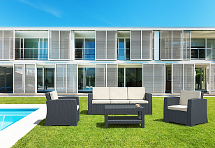 Диван плетеный с подушками Siesta Contract Monaco Lounge Цвет: антрацит, садовая мебель