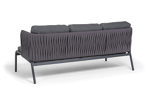 Кресло из роупа 4SIS Ронда, каркас темно-серый (RAL7024) муар, роуп серый 40 мм tex, ткань темно-серая 027, садовая мебель