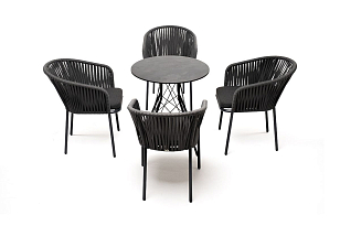 Обеденная группа 4SIS Конте на 4 персоны с круглым столом Цвет: серый гранит, садовая мебель
