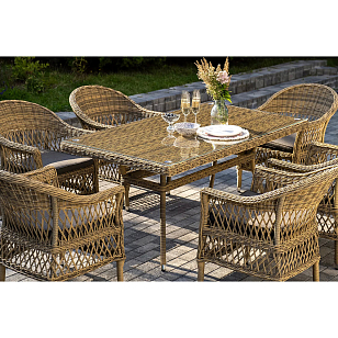 Обеденная группа 4SIS Амароне на 6 персоны, цвет соломенный, садовая мебель