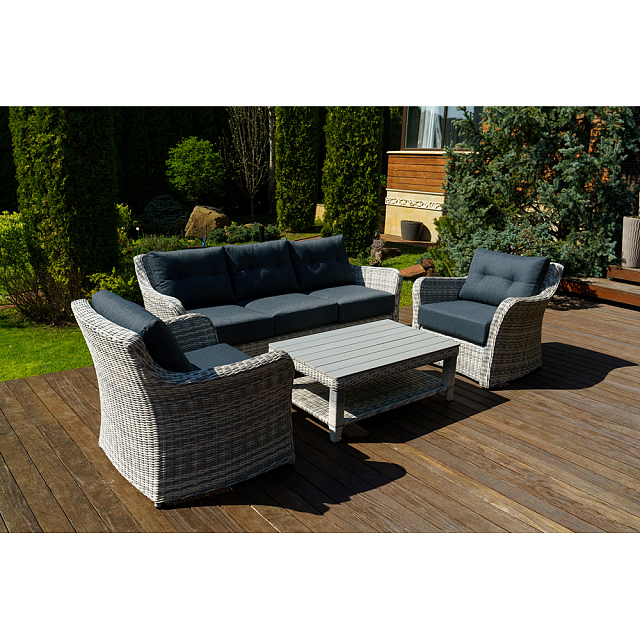 Лаунж зона Lite Venezia (3-местный диван, кофейный столик, 2 кресла) Цвет: серый 