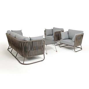 Лаунж-зона 4SIS Багамы, каркас бежево-серый, роуп серо-коричневый, садовая мебель