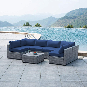 Комплект мебели из искусственного ротанга Lite Mia Grey Blue, садовая мебель