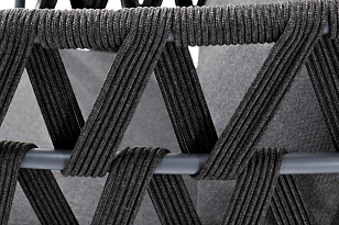 Кресло из роупа 4SIS Диего, каркас темно-серый муар, роуп темно-серый, ткань темно-серая 027, садовая мебель