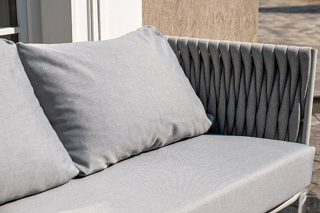 Лаунж-зона 4SIS Монако 4-местная со столом Верона (серый гранит), каркас светло-серый, роуп светло-серый 