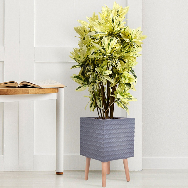 Кашпо Idealist Lite Таун Куб напольное с подставкой 30 Цвет: антрацит 