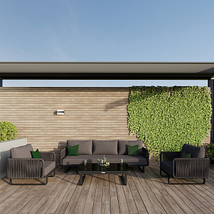 Лаунж зона Ideal Patio Bellisa с трехместным диваном Цвет: антрацит, карбон, садовая мебель