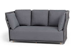 Диван 4SIS трехместный Лугано, темно-серый муар, роуп темно-серый, ткань темно-серая, садовая мебель