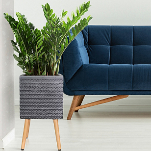 Кашпо Idealist Lite Таун Куб напольное с подставкой 37 Цвет: черный, уличное оборудование