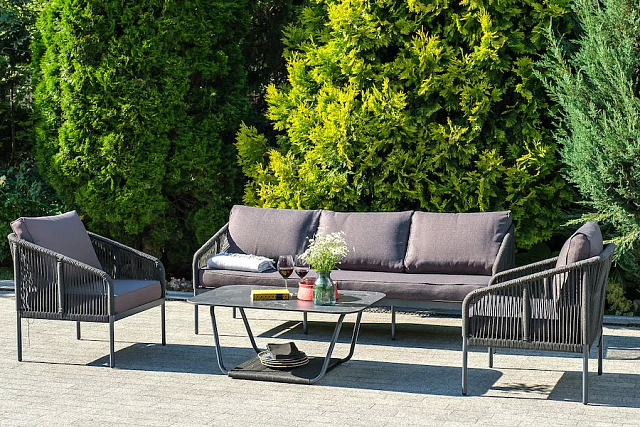 Диван 4SIS Канны трехместный из роупа Цвет: темно-серый 