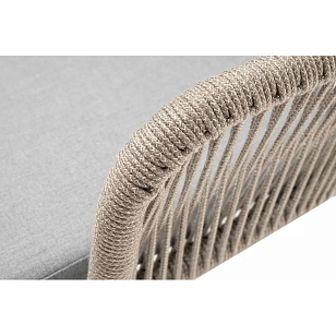 Стул 4SIS Лион, основание дуб, каркас светло-серый (RAL7035) муар, роуп серый меланж, ткань светло-серая, садовая мебель