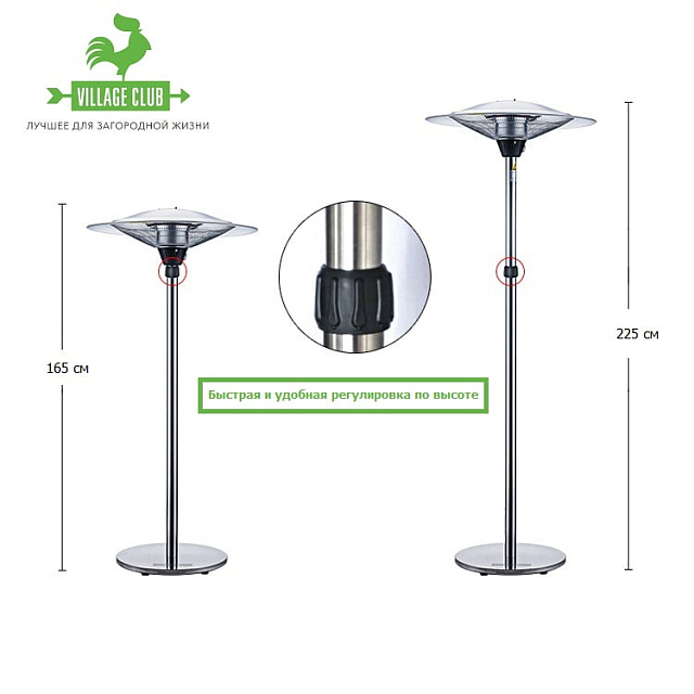 Обогреватель для уличных беседок электрический Hügett Floor Steel 1821-ADC 