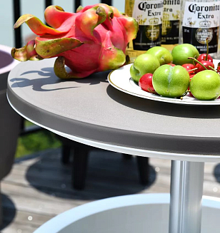 Стол мини-бар пластиковый Tagliamento Armona белый, тортора, садовая мебель