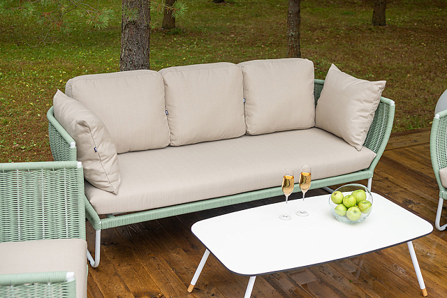 Лаунж-зона 4SIS Фиджи 5-местная, каркас светло-серый, роуп зеленый 