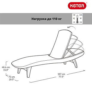 Шезлонг для дачи Keter Pacific белый, садовая мебель