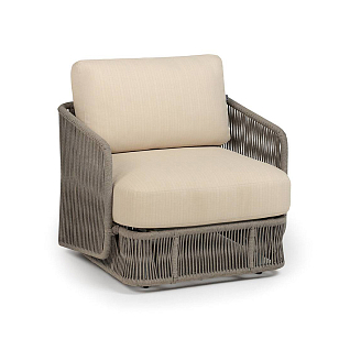 Кресло 4SIS Альбано, светло-серый муар, роуп серый меланж, ткань Mossle светло-бежевая, садовая мебель