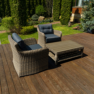 Лаунж зона Lite Venezia (кофейный столик, 2 кресла) Цвет: коричневый, садовая мебель