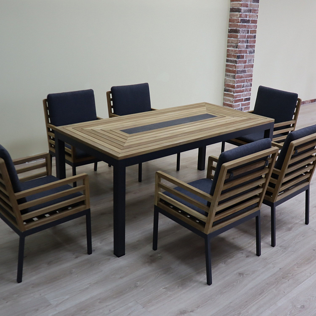 Стол Ideal Patio Egmont 180 Цвет: темно-серый, натуральный 