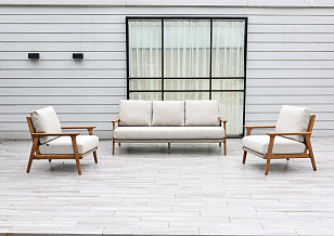 Лаунж зона 4SIS Копенгаген 5-местная, цвет светло-серый, каркас под дерево, садовая мебель