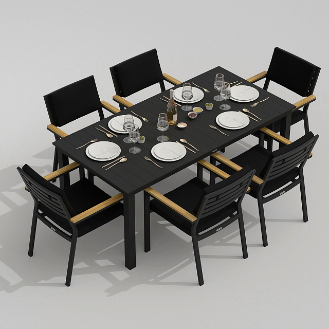 Обеденная группа Ideal Patio Dolla Bonta 180 Цвет: карбон, чёрный 