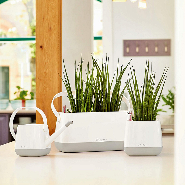 Лейка Lechuza Yula 40 Цвет: белый/серый 