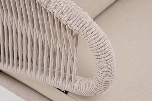 Кресло 4SIS Милан, каркас алюминий белый муар, роуп бежевый круглый, ткань бежевая 035 для дачи Кресло 4SIS Милан, каркас алюминий белый муар, роуп бежевый круглый, ткань бежевая 035, садовая мебель