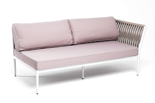 Левый модуль 4SIS Касабланка из роупа, каркас алюминий светло-серый муар, роуп серо-коричневый, ткань бежевая 052, садовая мебель