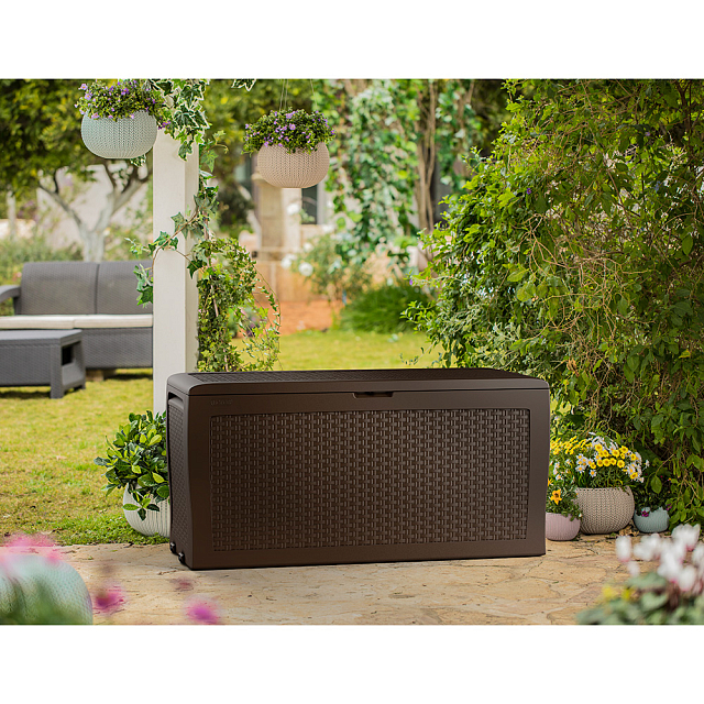 Ящик для хранения с крышкой Keter Samoa Rattan 270 л коричневый 