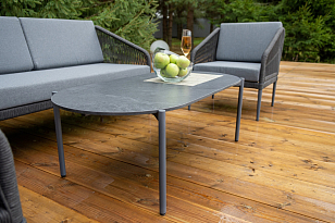 Лаунж-зона 4SIS Канны 4-местная со столиком Диего, цвет "серый гранит", роуп темно-серый, ткань темно-серая, садовая мебель