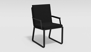 Обеденная зона Gardenini Malia 180 Карбон / Черный со стульями Voglie Armrest, садовая мебель