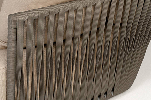 Диван 4SIS двухместный Форли, светло-серый муар, роуп серо-коричневый, ткань Mossle бежевая, садовая мебель