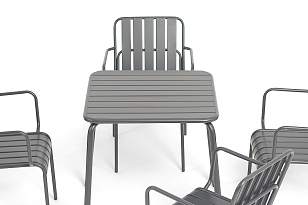 Обеденная группа на 4 персоны 4SIS Гелиос, цвет черно-белый, садовая мебель