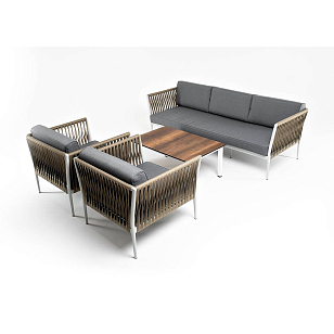 Лаунж-зона 4SIS Касабланка на 5 персон из роупа Цвет: серый, садовая мебель