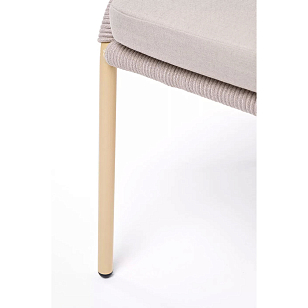 Стул 4SIS Милан из роупа, каркас белый шагрень, роуп светло-серый, ткань бежевая, садовая мебель