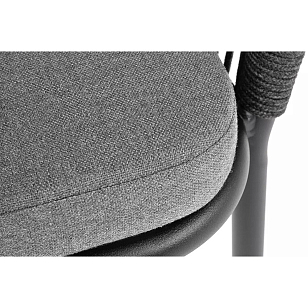 Стул 4SIS Марсель, каркас черный муар, роуп темно-серый, ткань темно-серая 027, садовая мебель