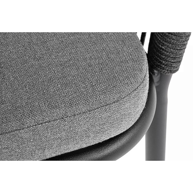 Стул 4SIS Марсель, каркас черный муар, роуп темно-серый, ткань темно-серая 027 