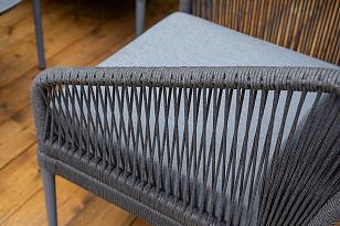 Лаунж-зона 4SIS Канны 4-местная со столиком Диего, цвет "серый гранит", роуп темно-серый, ткань темно-серая, садовая мебель