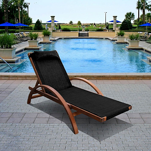 Лежак из дерева Lite Louise Black, садовая мебель