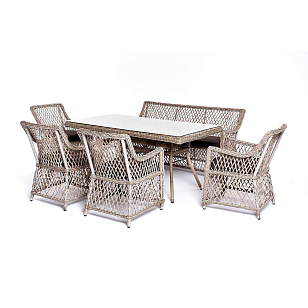 Обеденная группа 4SIS Катания на 6 персон, цвет бежевый, садовая мебель