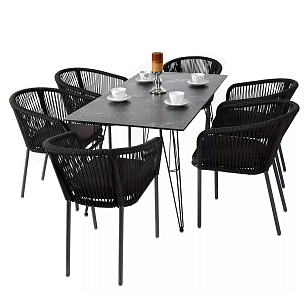 Обеденная группа 4SIS Милан на 6 персон, цвет темный, садовая мебель
