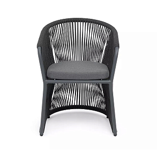 Стул из роупа 4SIS Романо, каркас темно-серый муар, роуп темно-серый, ткань темно-серая 027, садовая мебель