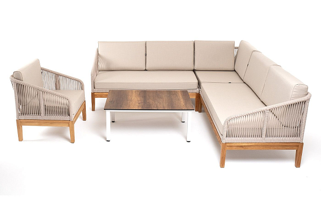 Лаунж-зона модульная угловая 4SIS Канны, основание дуб, цвет бежевый 