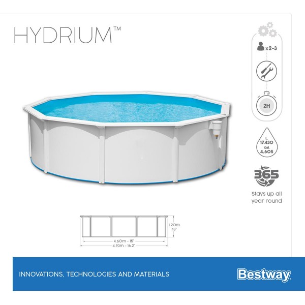 Бассейн стальной Bestway Hydrium Ø460 х 120 для серфинга