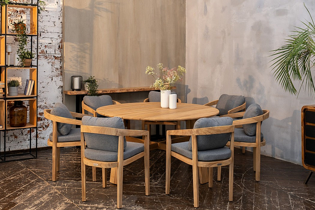 Обеденный стол из тика Joygarden Octa 150 см круглый 