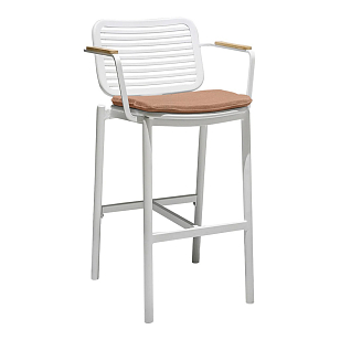 Кресло барное с подушкой Tagliamento Armona Цвет: белый, терракотовый, садовая мебель