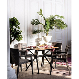 Обеденный комплект Modus темно-коричневый на 4 персоны для дачи Обеденный комплект Modus темно-коричневый на 4 персоны, садовая мебель