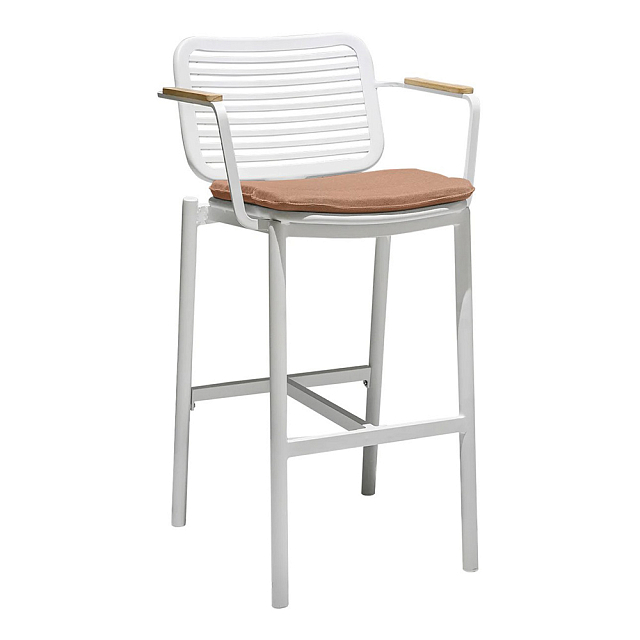 Кресло барное с подушкой Tagliamento Armona Цвет: белый, терракотовый 