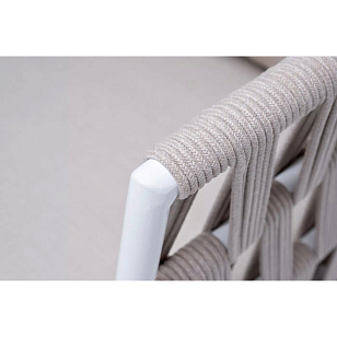 Кресло 4SIS Диего, основание дуб, каркас светло-серый шагрень, роуп бежевый, ткань бежевая 15052, садовая мебель